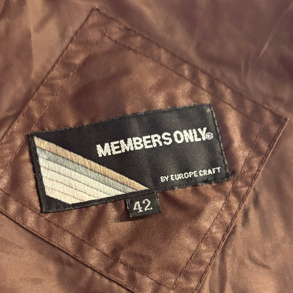 Vintage 80’s brown men’s MEMBERs ONLY Thailand zip up jacket sz 42 EUC - Picture 9 of 12